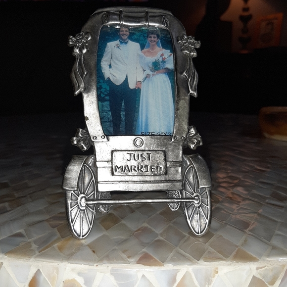 WAS $25! Pewter Picture Frame Just Married - Picture 2 of 8